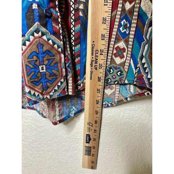 VTG Western Shirt Womens Medium Aztec Long Sleeve Rodeo Cowgirl Red Rover - Picture 5 of 7